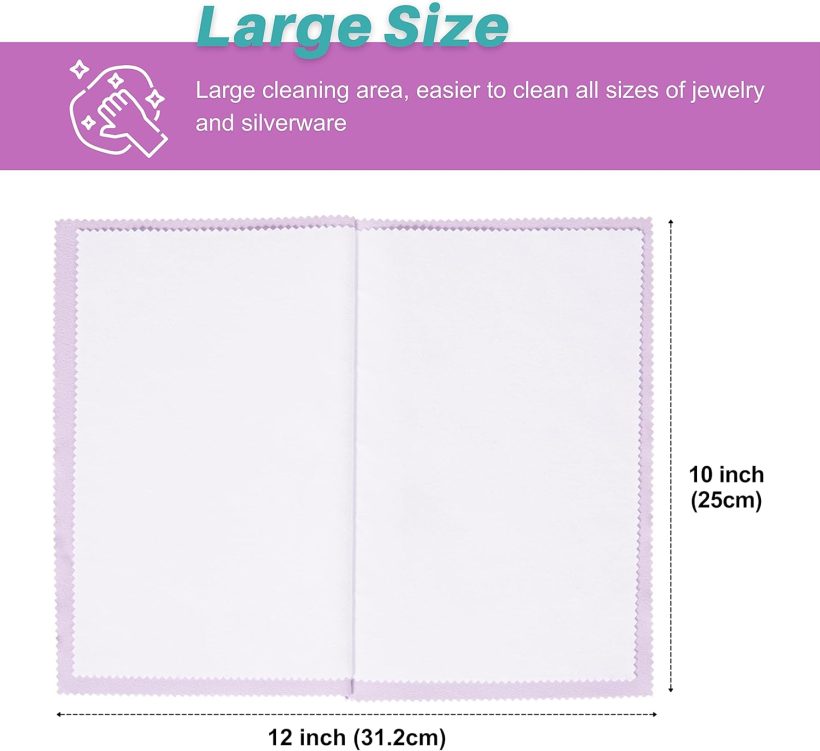 CATIFLIN 3PCS Purple Silver Polishing Cloths, 10"x12" Jewelry Cleaning Cloths for Gold, Silver, Platinum, Watch, Coin, Tarnish Remover, Reusable & Streak-Free, Gift for Jewelry Lovers - Image 4