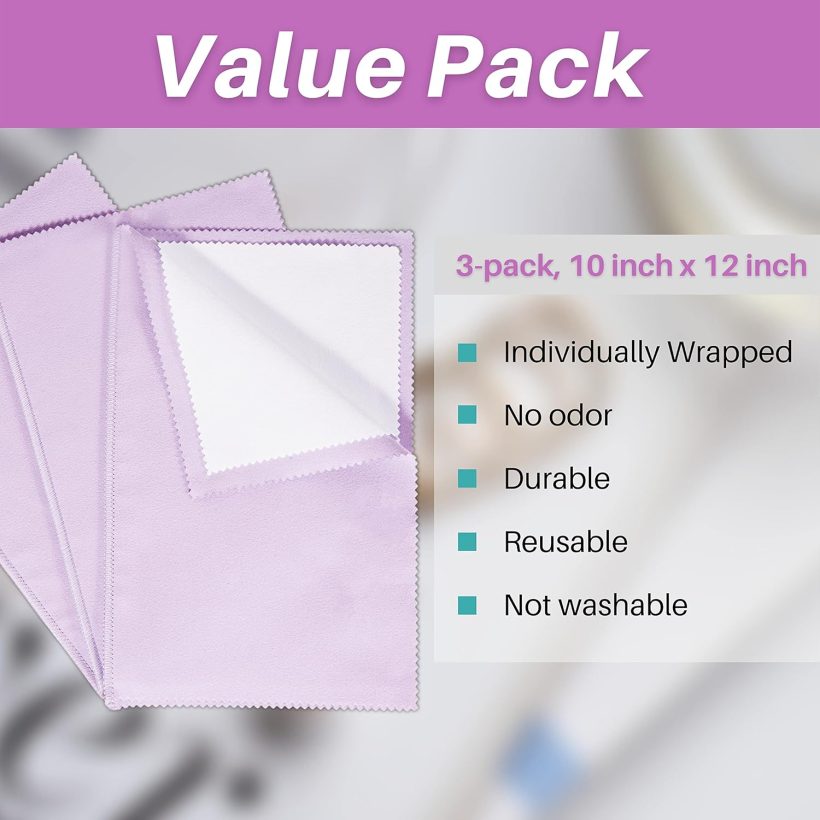 CATIFLIN 3PCS Purple Silver Polishing Cloths, 10"x12" Jewelry Cleaning Cloths for Gold, Silver, Platinum, Watch, Coin, Tarnish Remover, Reusable & Streak-Free, Gift for Jewelry Lovers - Image 7