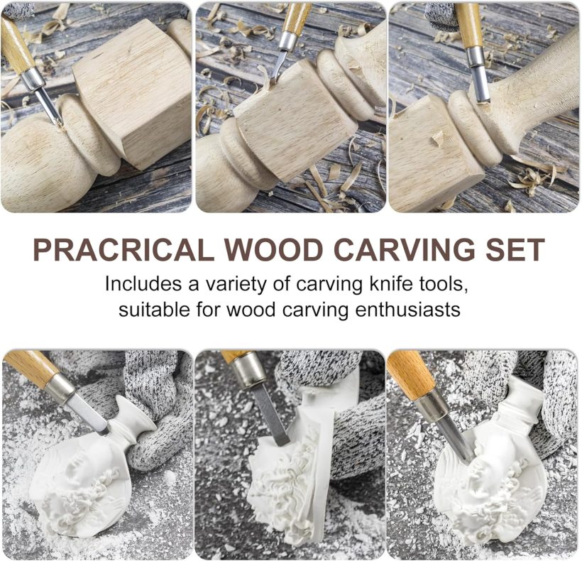MAXMAN Wood Whittling Kit, 33 PCS Beginner - Friendly Wood Carving Set with Basswood Blocks for DIY Making Spoon, Cup, Bowl - Image 6