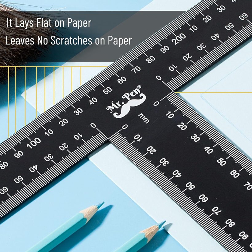 Mr. Pen - T Square, T Ruler, 12 inch Metal Ruler, T Square Ruler, Drafting Tools, Architect Ruler, Set Square, Drafting Ruler, Tsquare, Truler, Architectural Triangle, Tee Ruler, L Square, Scale Ruler - Image 5
