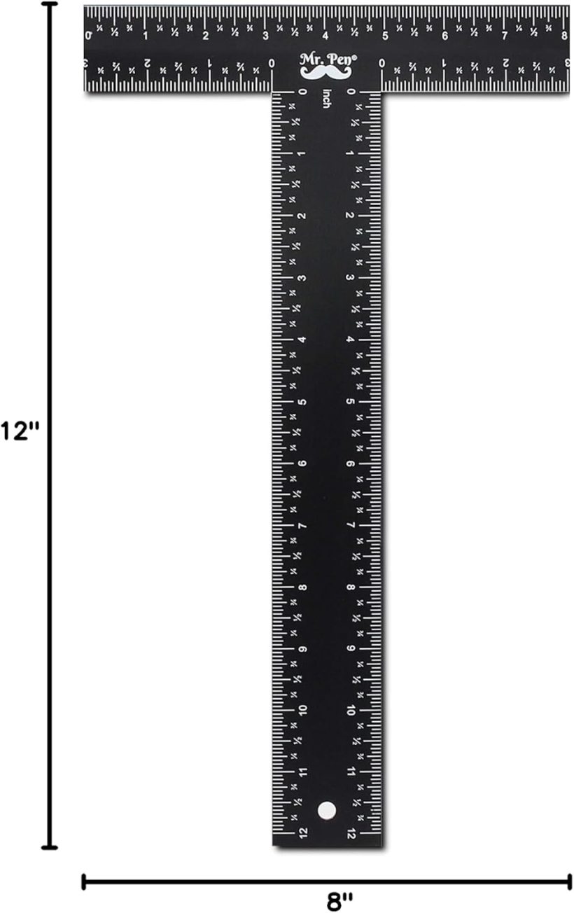 Mr. Pen - T Square, T Ruler, 12 inch Metal Ruler, T Square Ruler, Drafting Tools, Architect Ruler, Set Square, Drafting Ruler, Tsquare, Truler, Architectural Triangle, Tee Ruler, L Square, Scale Ruler - Image 8