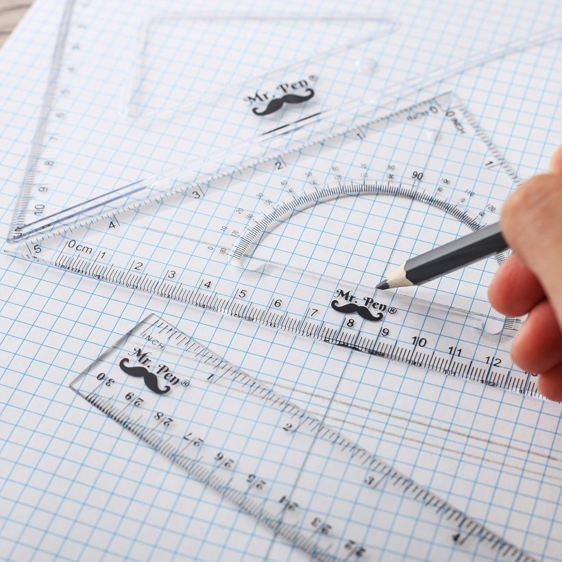 Mr. Pen Triangle Ruler, Protractor, Math Set - 3 Pack, Square Ruler, Protractor for School Geometry - Image 4
